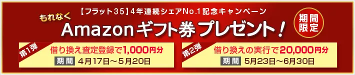 【フラット３５】4年連続シェアNo.1記念「Amazonギフト券プレゼントキャンペーン」